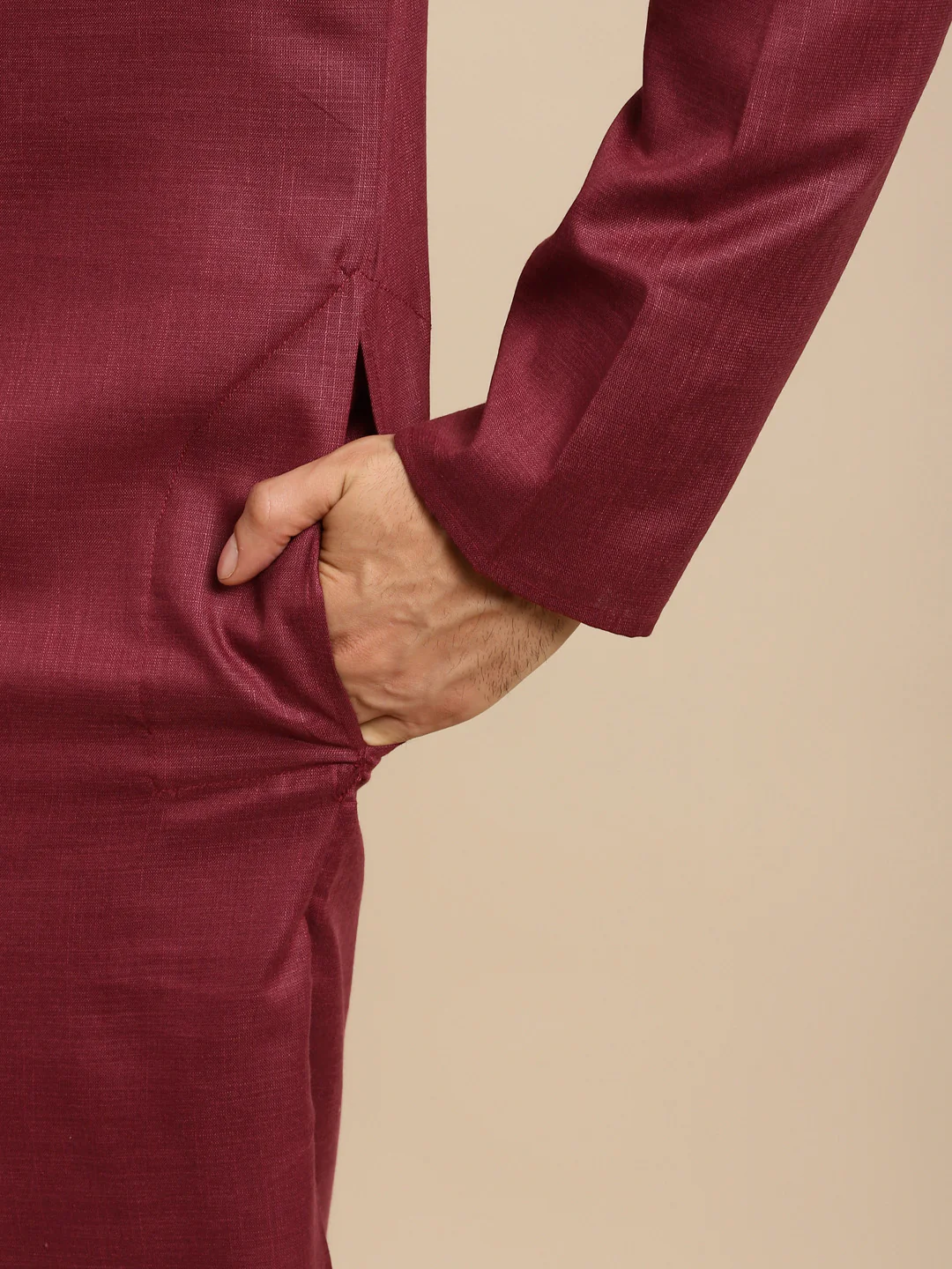 Kisah men Maroon nehru jacket (Set of 1) - Image 5