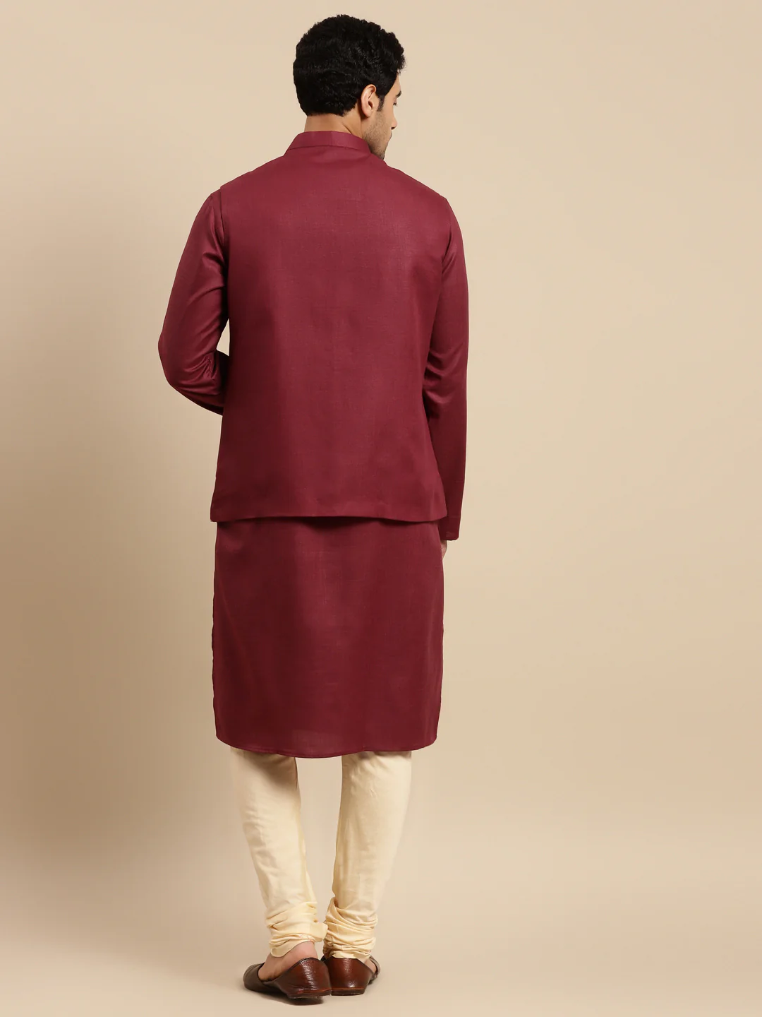 Kisah men Maroon nehru jacket (Set of 1) - Image 9