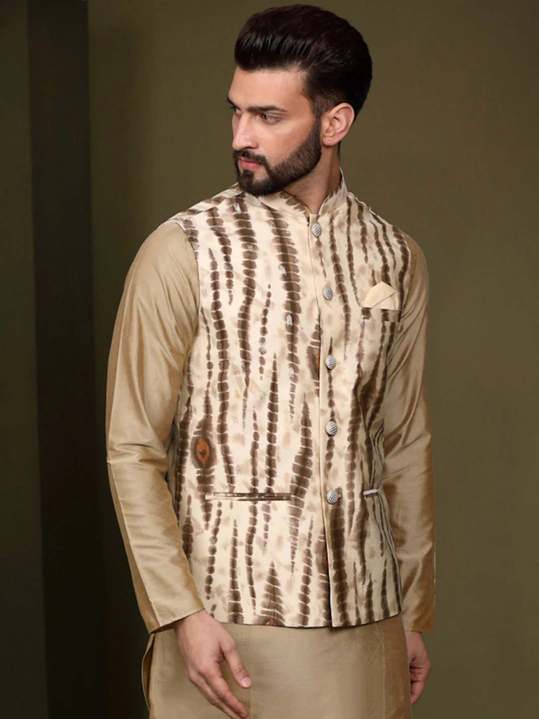 Kisah Men Cream Nehru Jacket (Set of 1) - Image 2