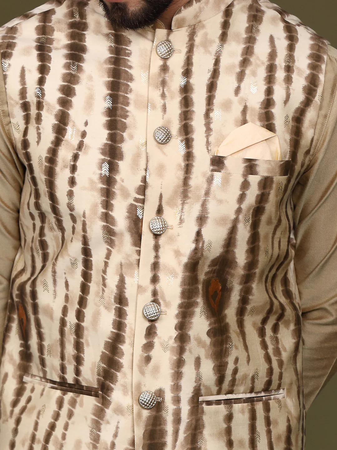 Kisah Men Cream Nehru Jacket (Set of 1) - Image 5