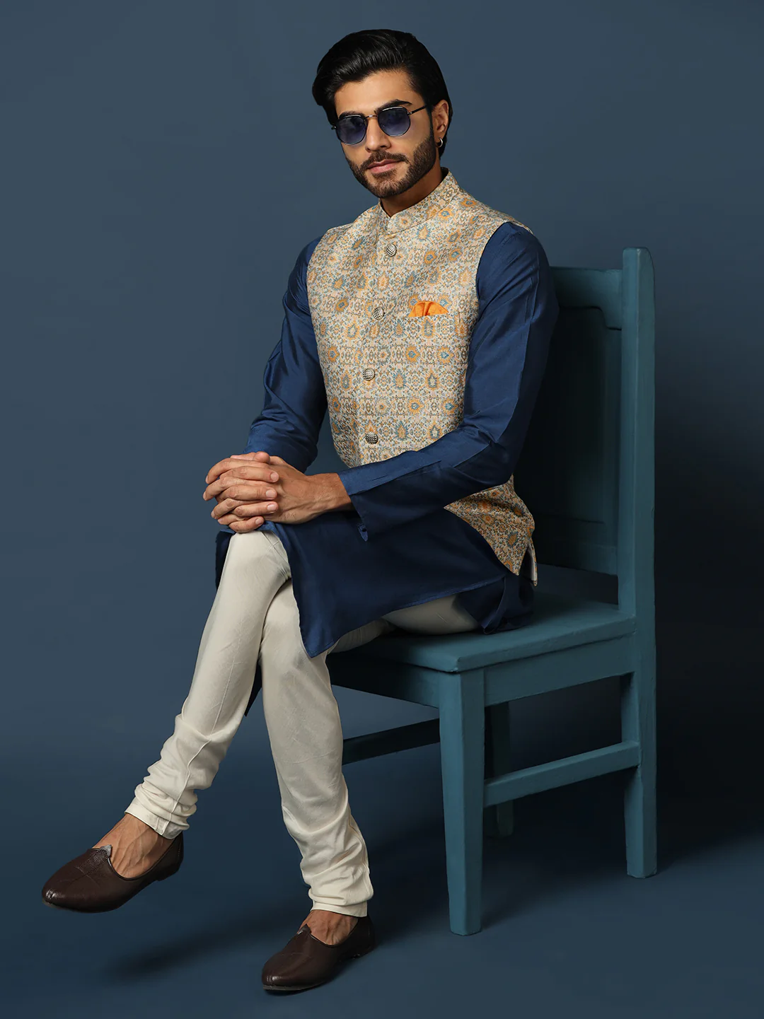 Grey Silk Blend Jacquard Nehru Jacket - Image 7