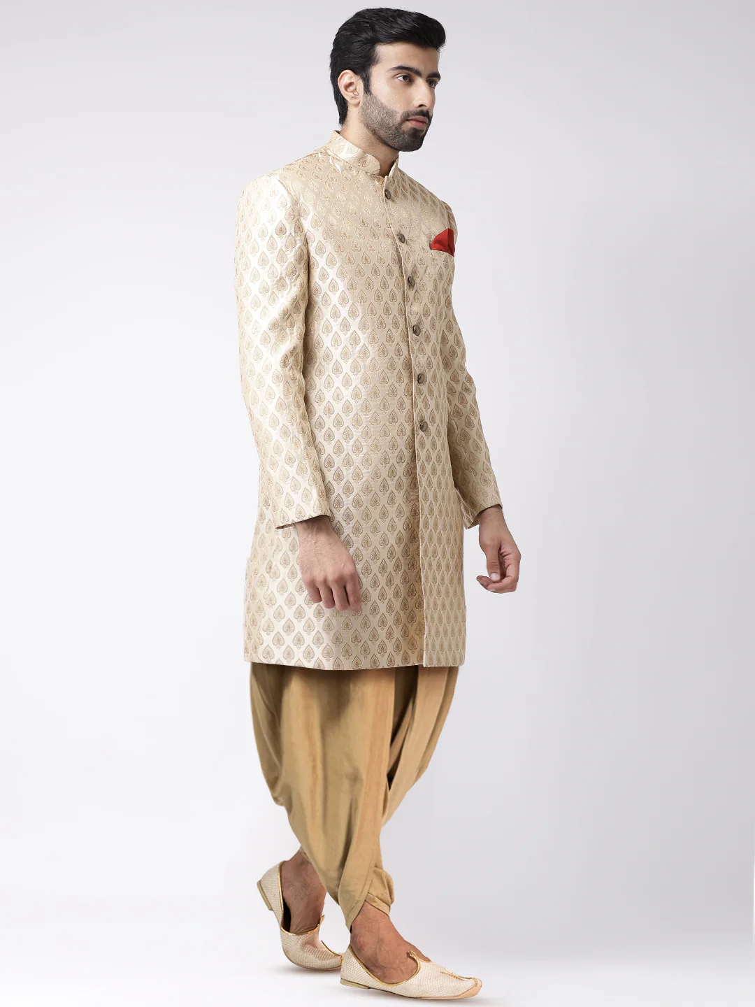 Men's Cream Indowestern Set With Dhoti - Image 2