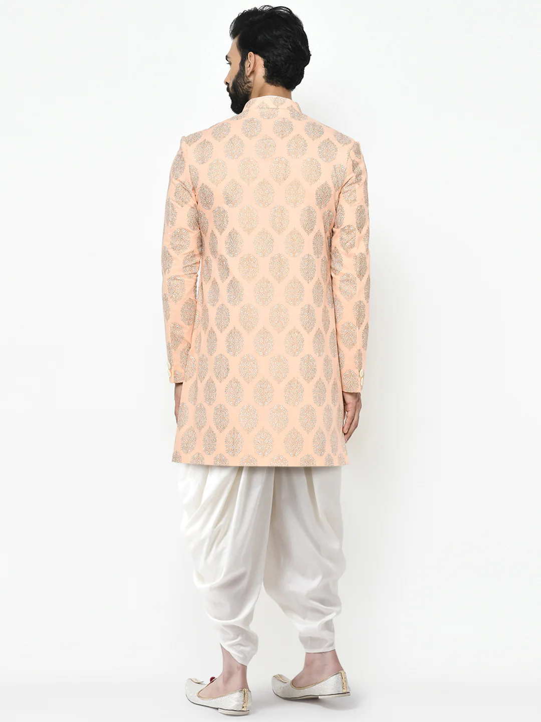 Kisah Men's Pink Indowestern Set With Dhoti - Image 4