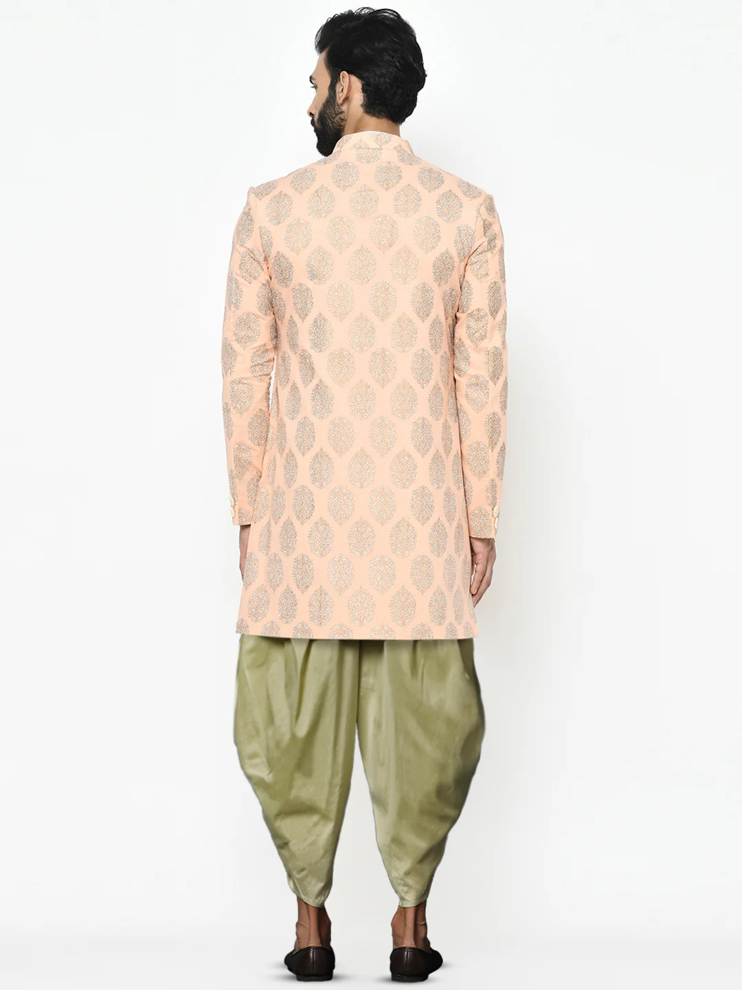 Kisah Men's Pink Indowestern Set With Dhoti - Image 4