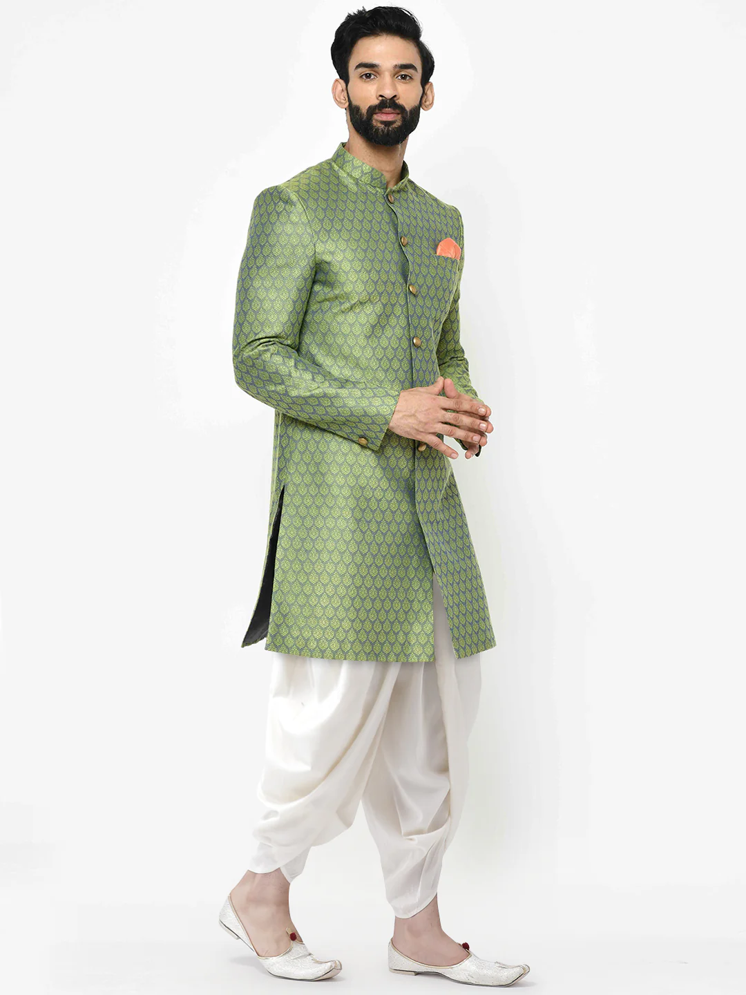 Kisah Men's Green Indowestern Set With Dhoti - Image 2