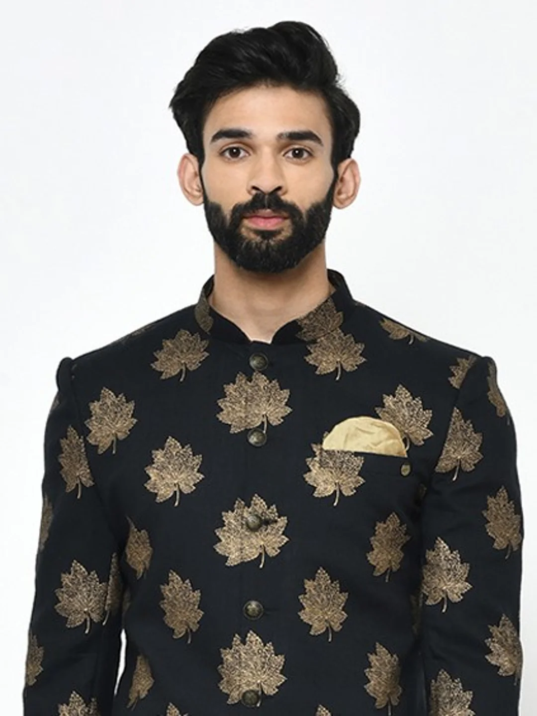 Men's Black Indowestern Set With Trouser - Image 5