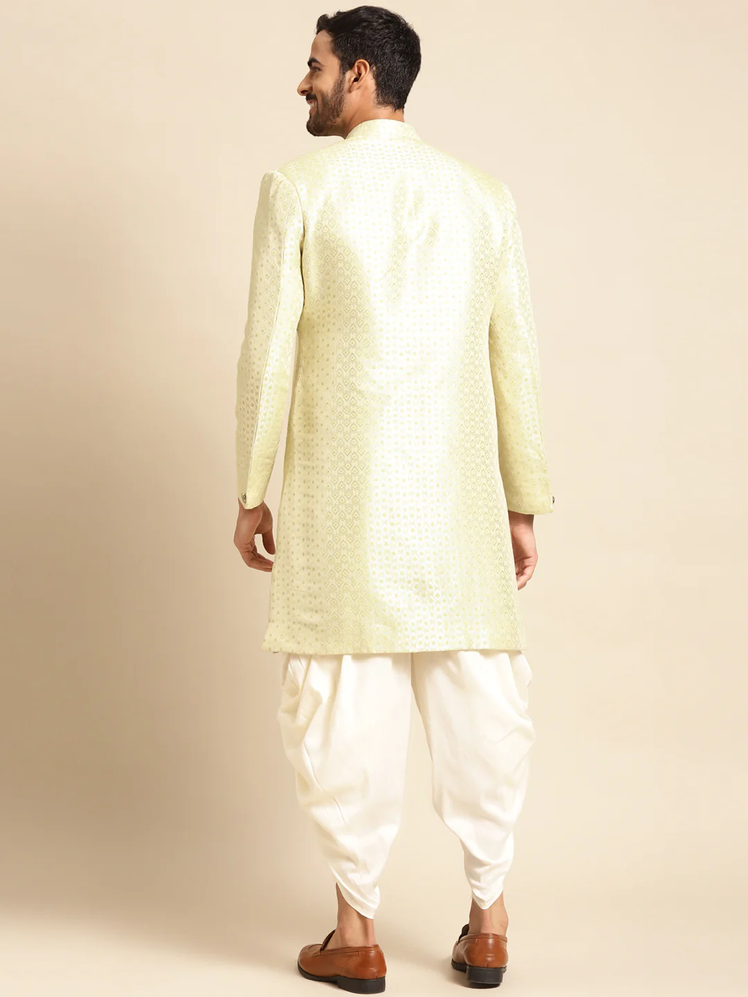 Kisah Men's Gold Indowestern Set With Dhoti - Image 3