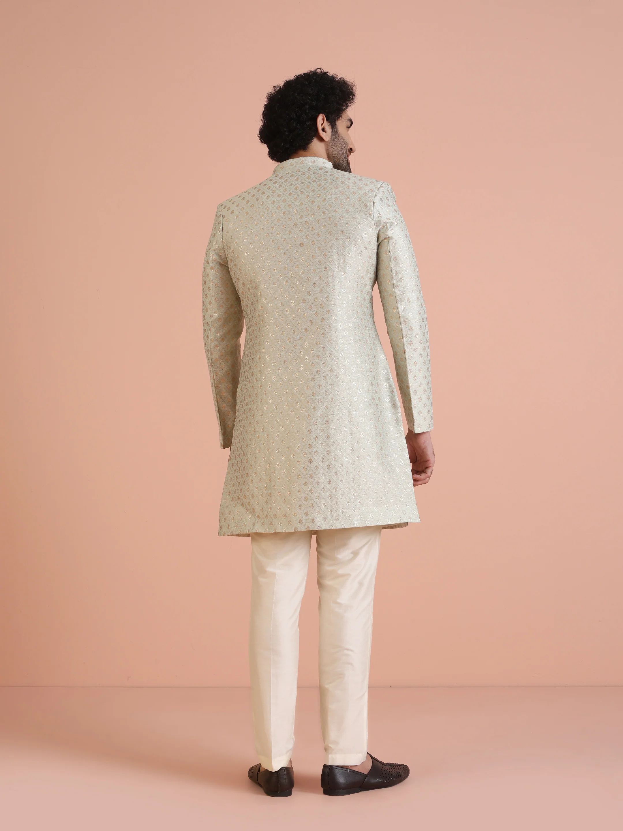 Men's Cream Indowestern Set With Trouser - Image 8