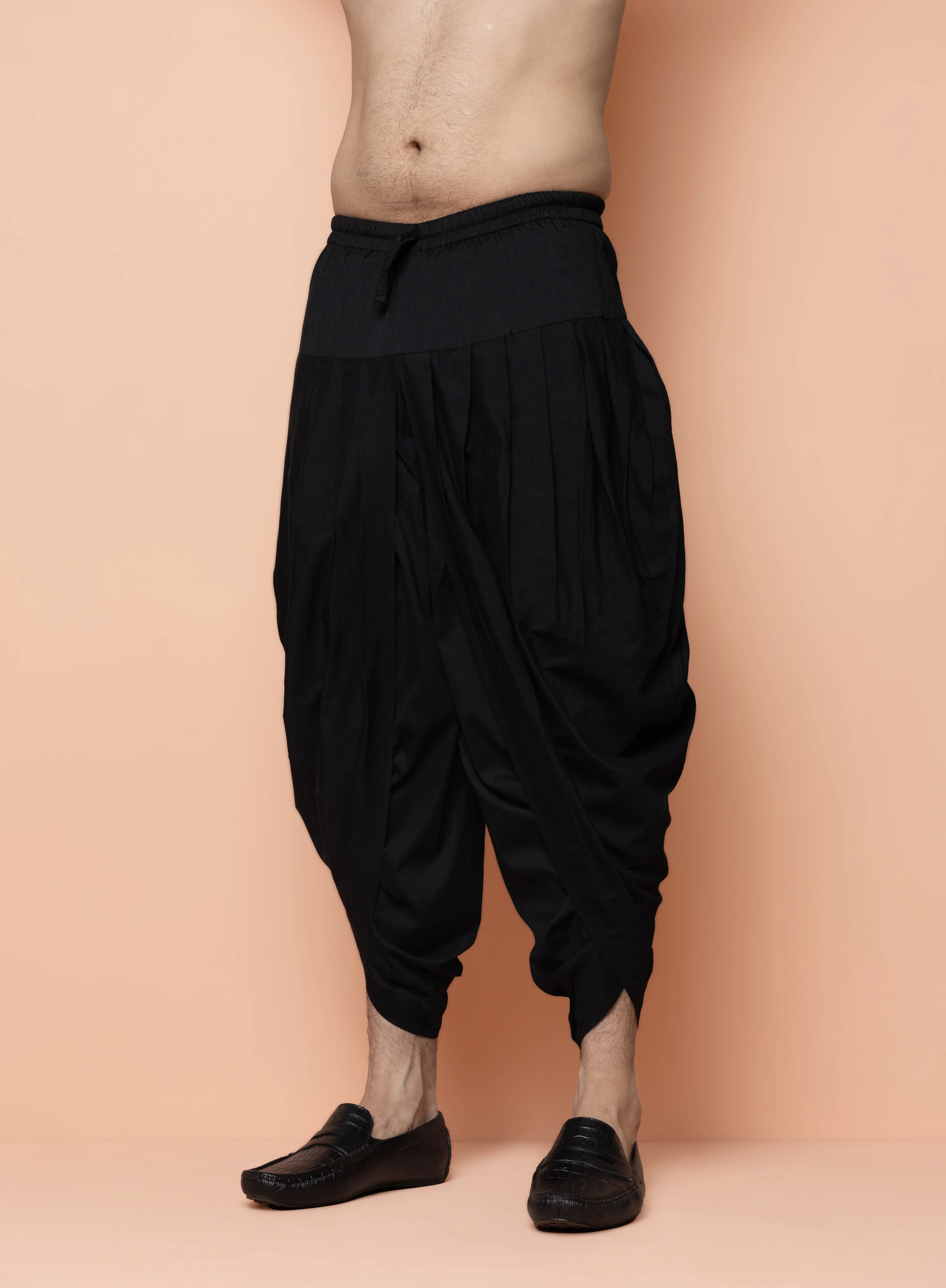 Men Black Embroidered Indowestern Dhoti Set - Image 6