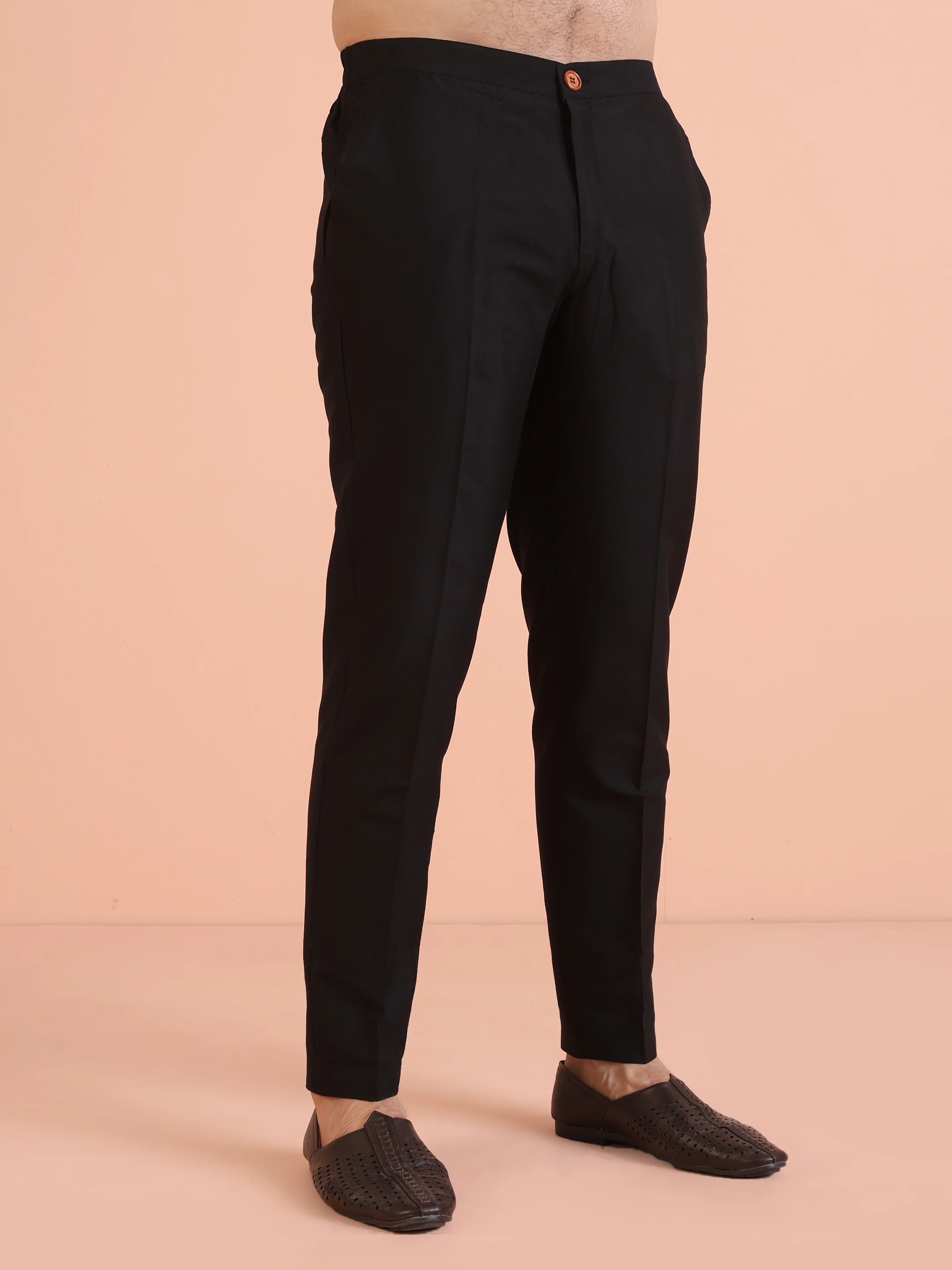 Men Black Jacquard Ethnic Motifs Indowestern Trouser Set - Image 6