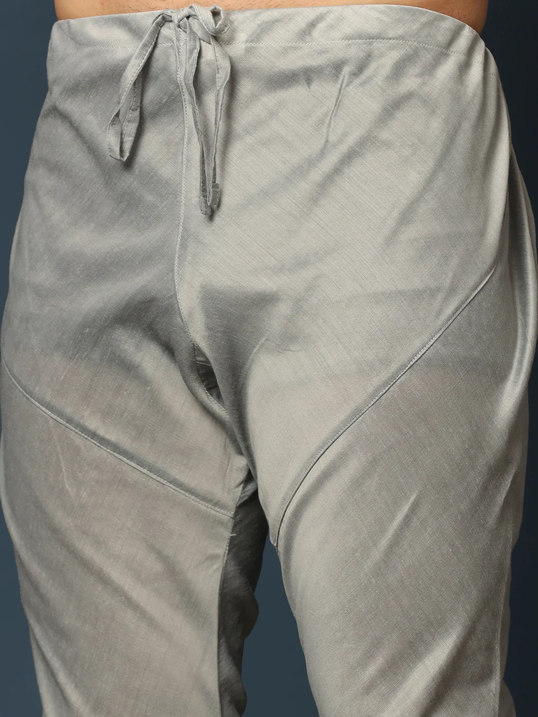 Grey Silk Blend Jacquard Sherwani with Churidar - Image 6