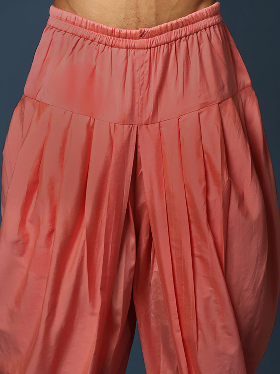 Grey Printed Sherwani with Peach Dhoti - Image 7