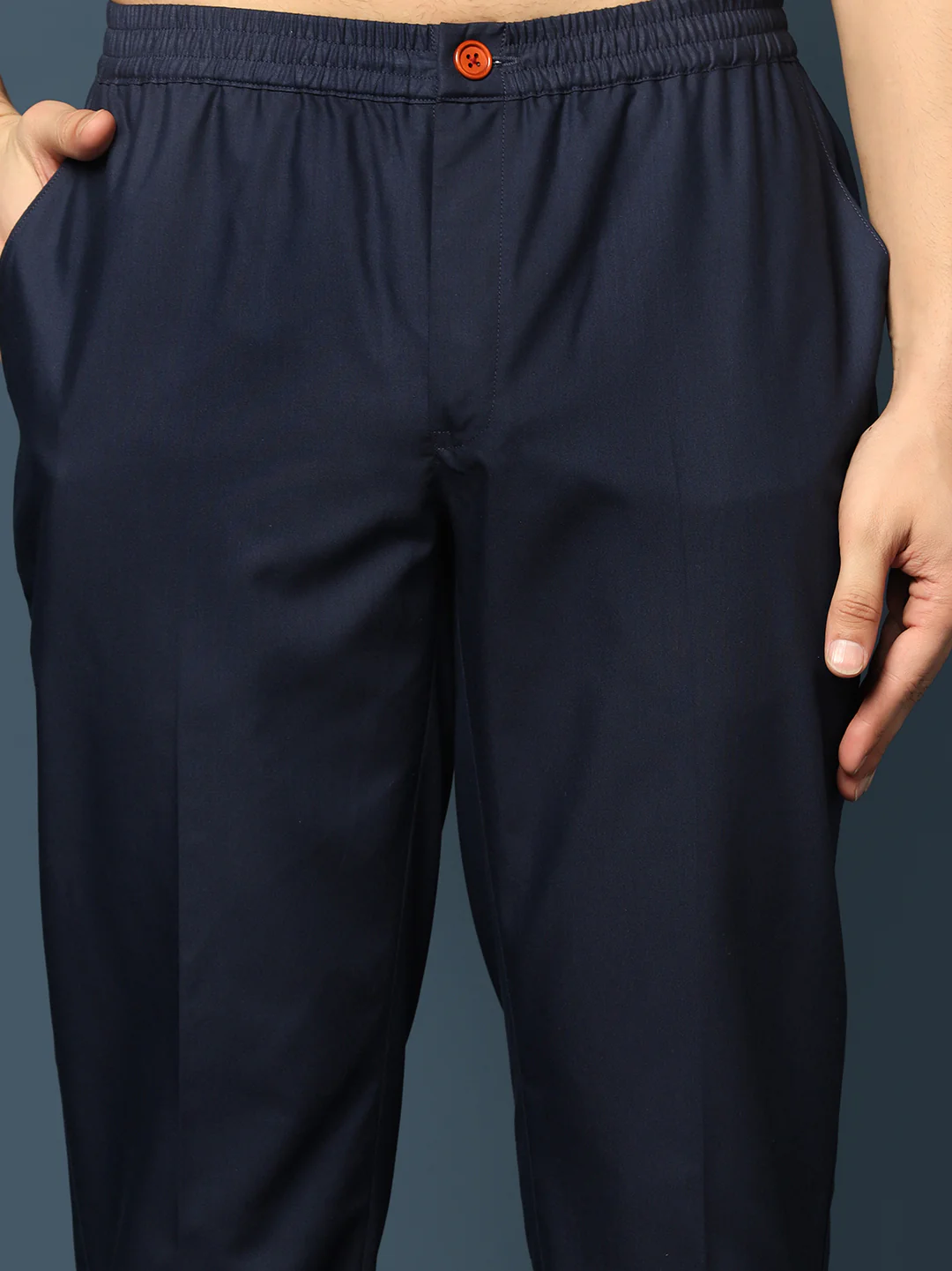Navy Blue Textured Sherwani Trouser Set - Image 7