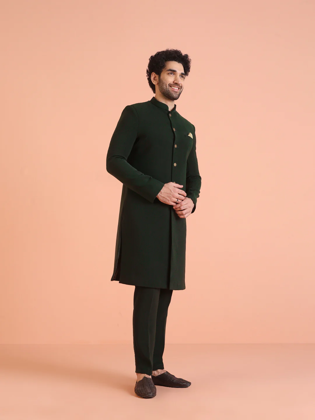 Green Sherwani Trouser Set - Image 2