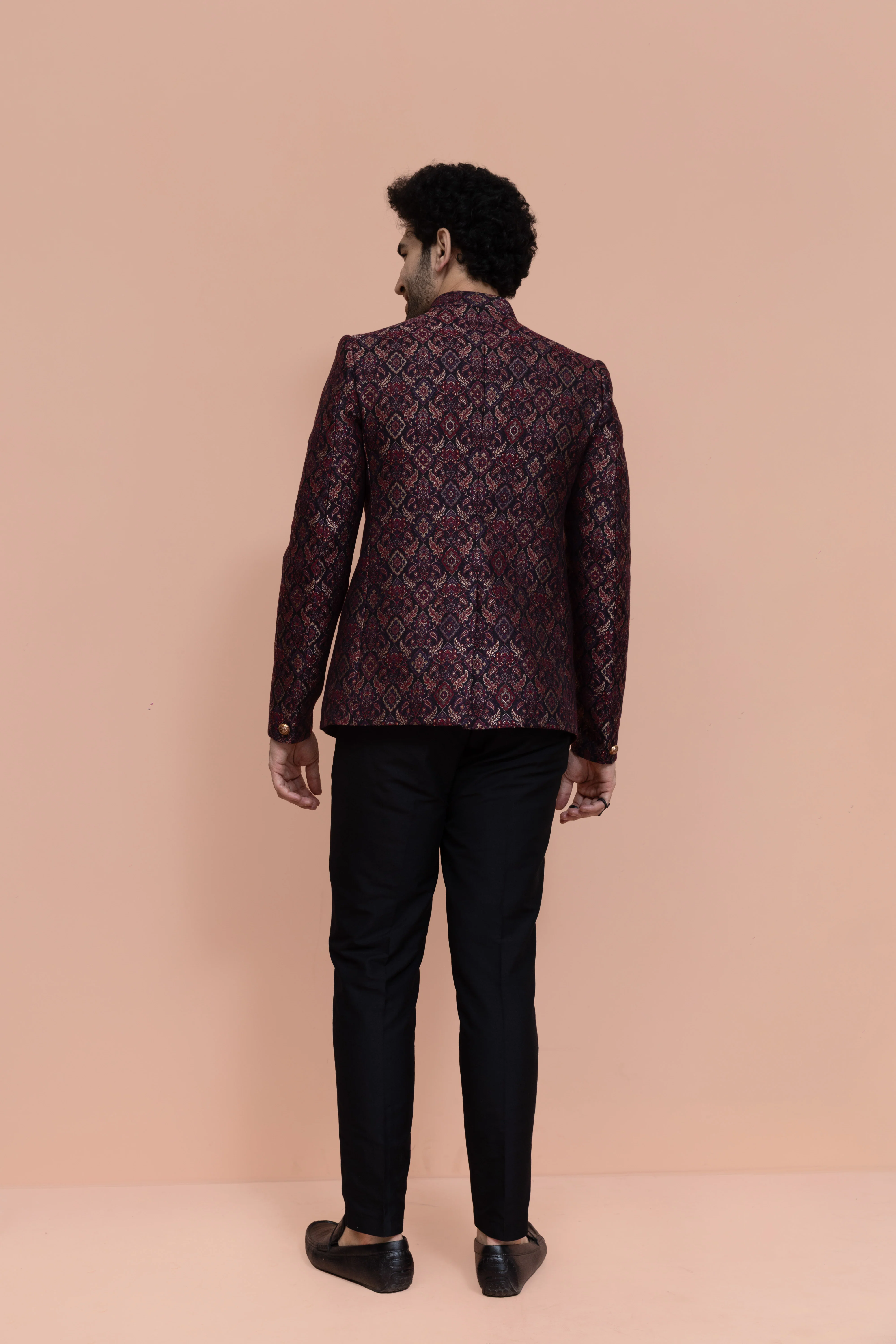 Maroon Silk Blend Embroidered Jodhpuri Bandhgala - Image 4