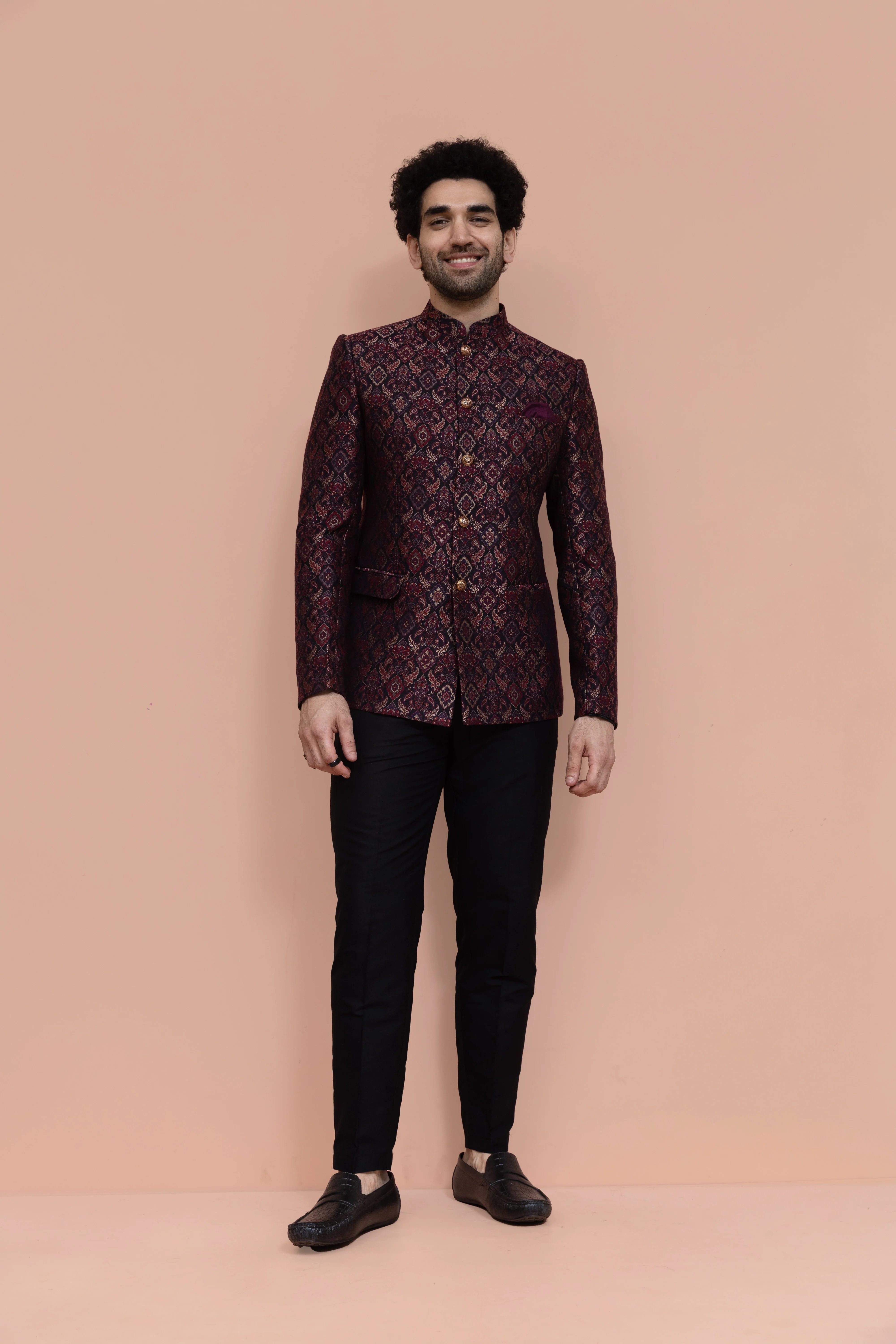 Maroon Silk Blend Embroidered Jodhpuri Bandhgala Set - Image 7
