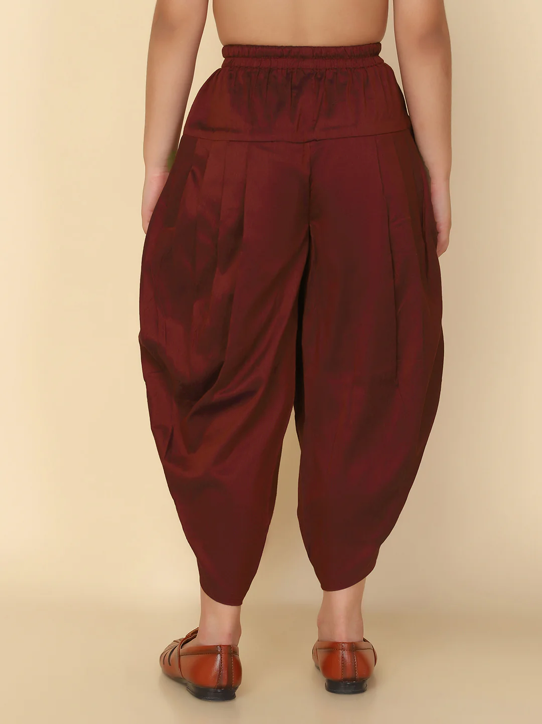 Boys Maroon Cotton Blend Dhoti - Image 4