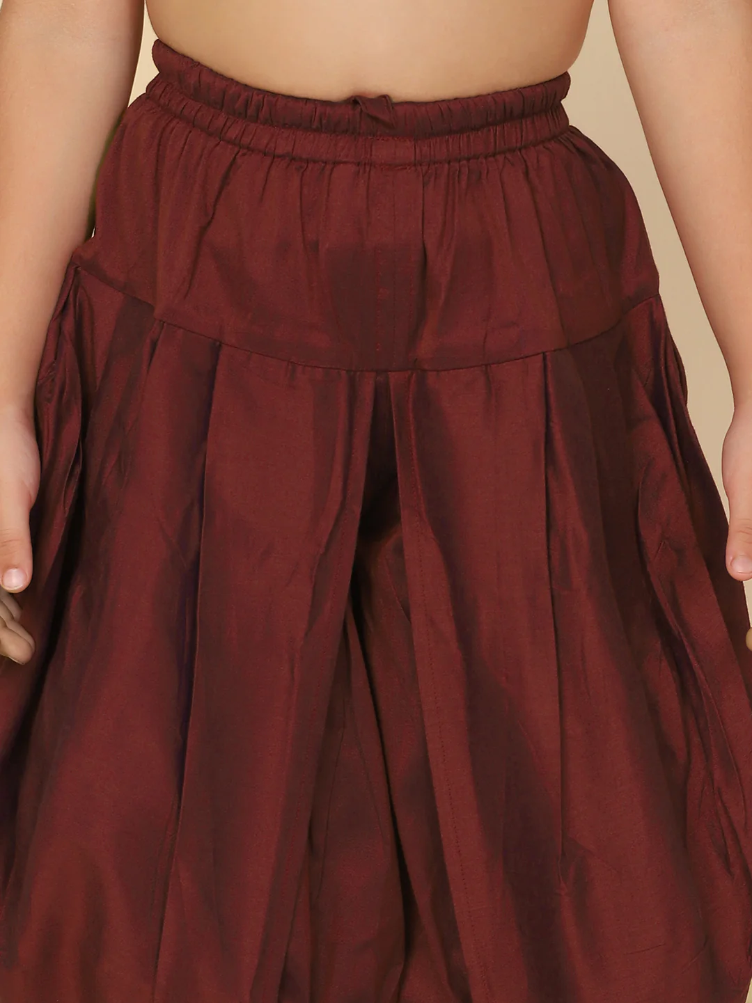 Boys Maroon Cotton Blend Dhoti - Image 5
