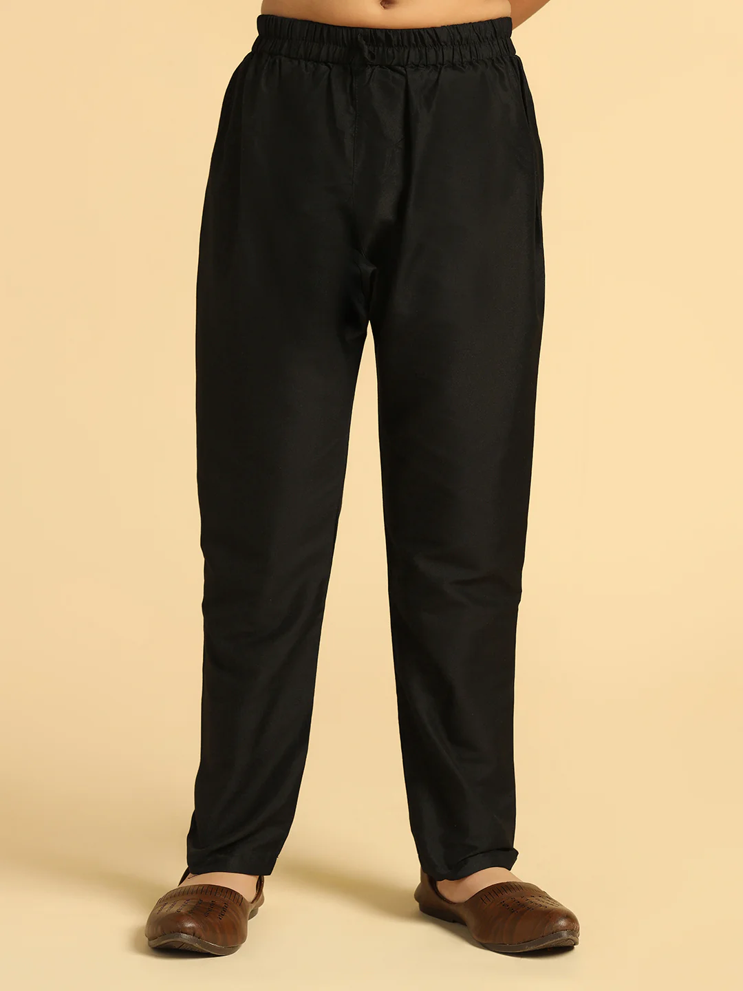 Boy's Black Embroidered Kurta Jacket Pyjama Set - Image 6