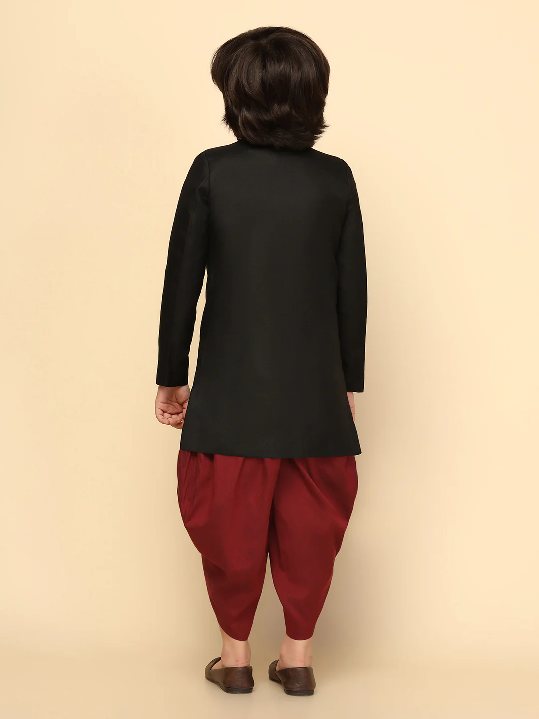 Kisah Boy's Black Indo Western Dhoti Pant Set - Image 4