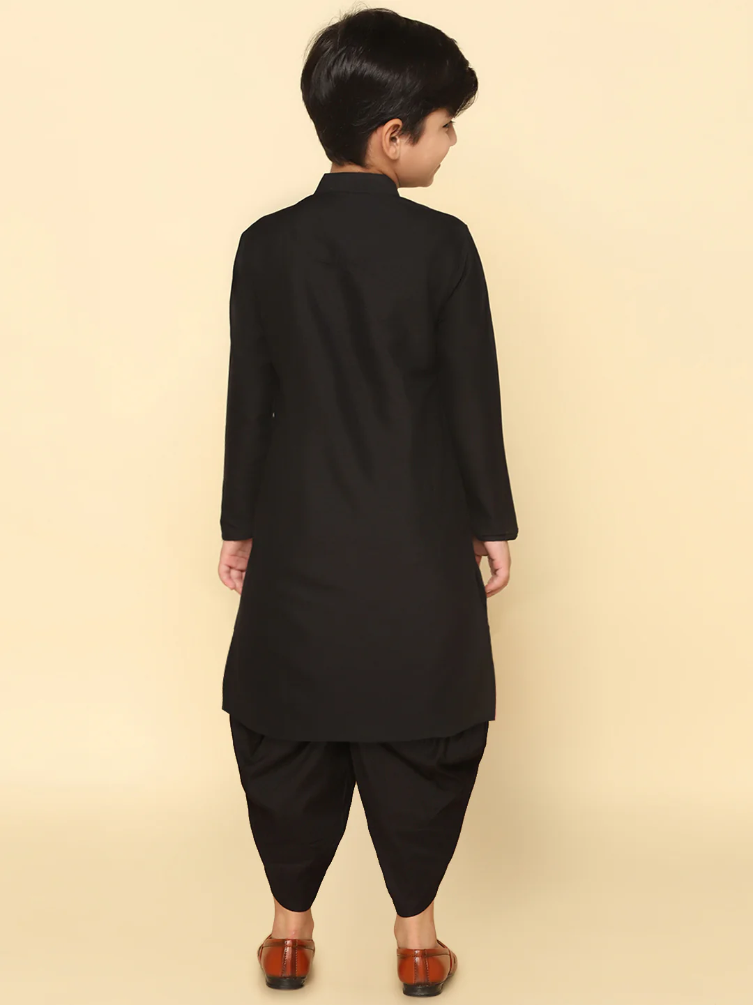 Boy's Black Kurta Dhoti Set - Image 4