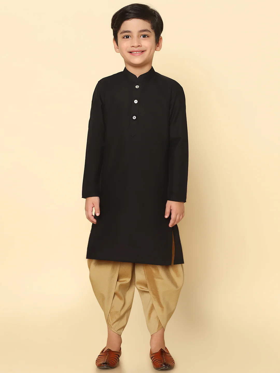 Boy's Black Kurta Dhoti Set