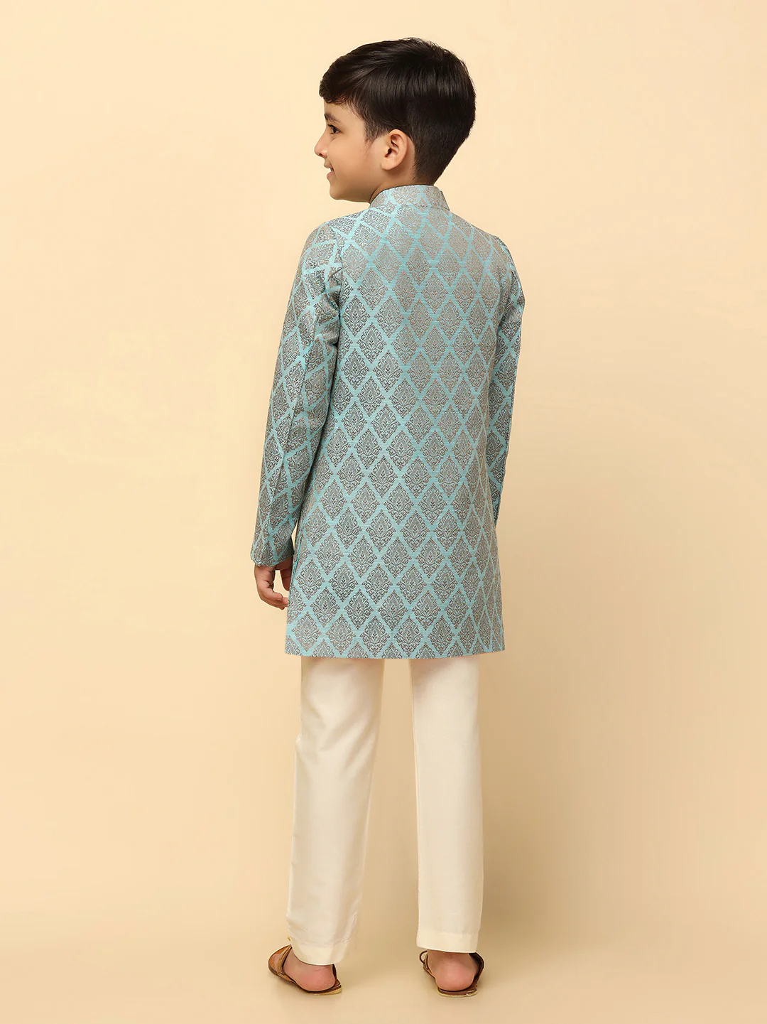 Boy's Blue Indo Western Pyjama Set - Image 3