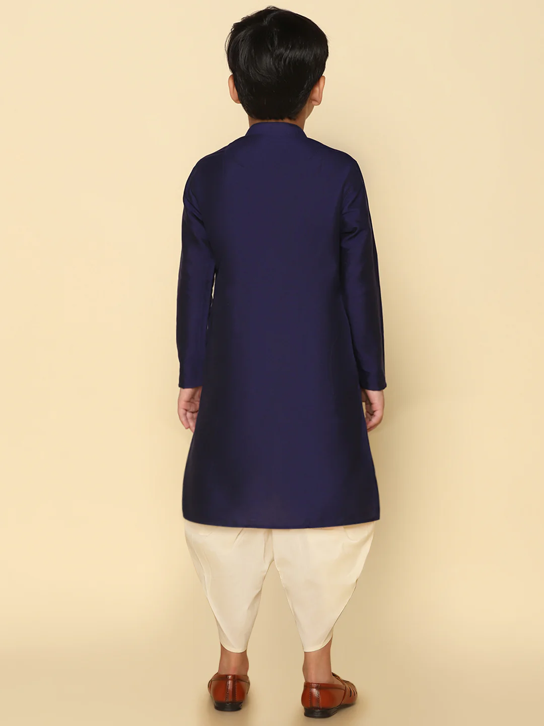 Boy's Blue Kurta Dhoti Set - Image 4