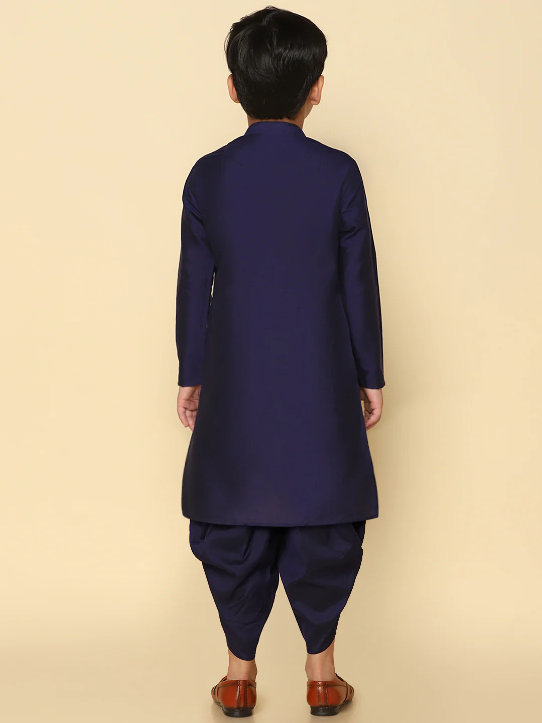 Boy's Blue Kurta Dhoti Set - Image 4