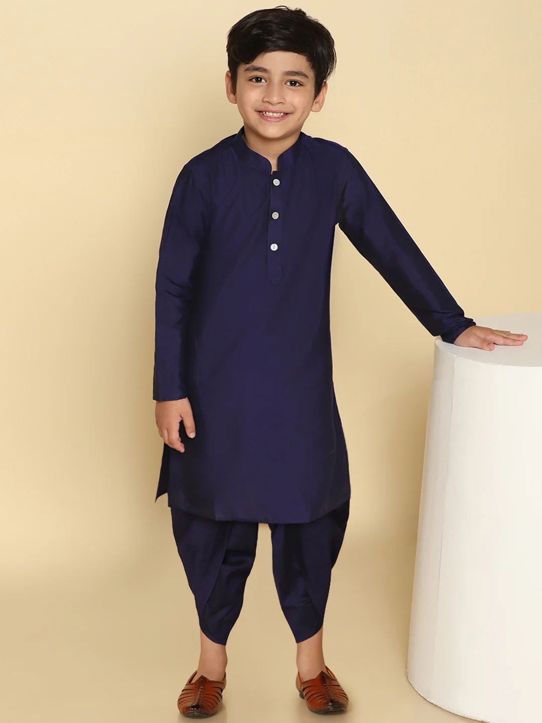 Boy's Blue Kurta Dhoti Set - Image 7