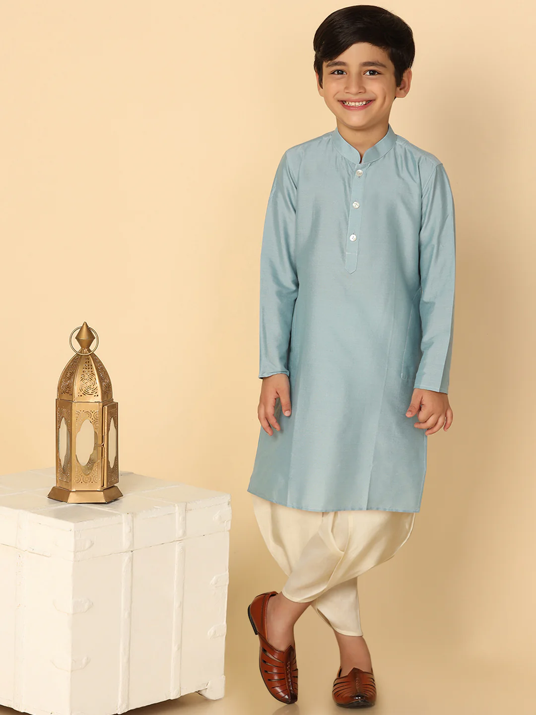 Boy's Blue Kurta Dhoti Set - Image 7