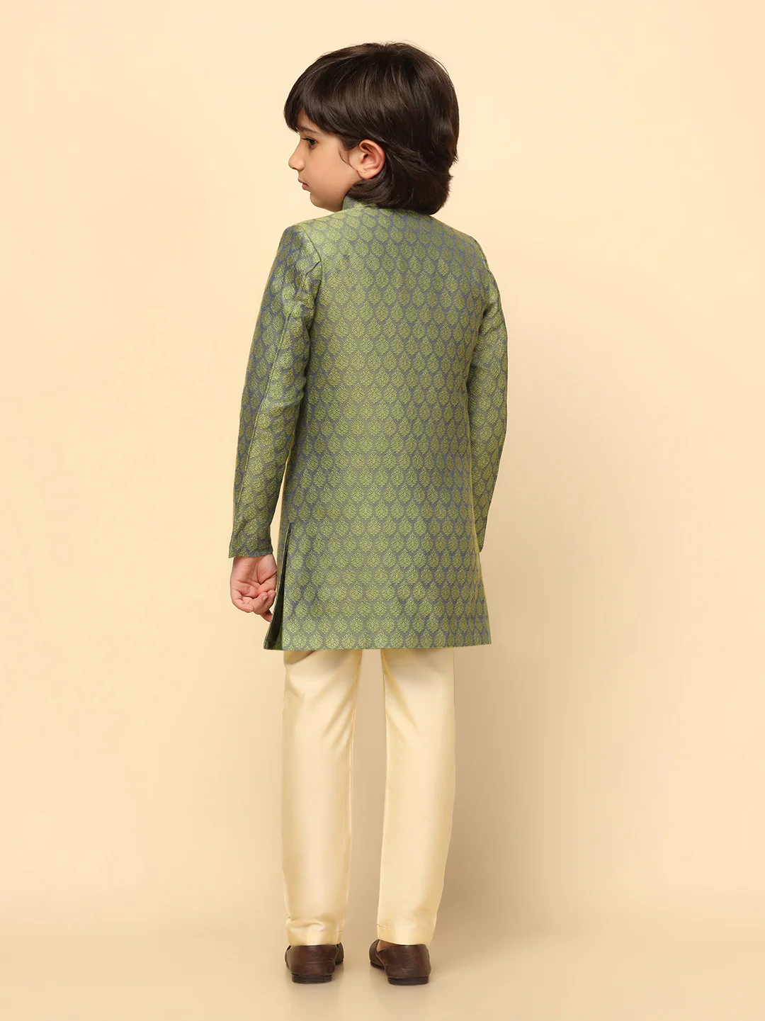 Boy's Green Indo Western Pyjama Set - Image 4