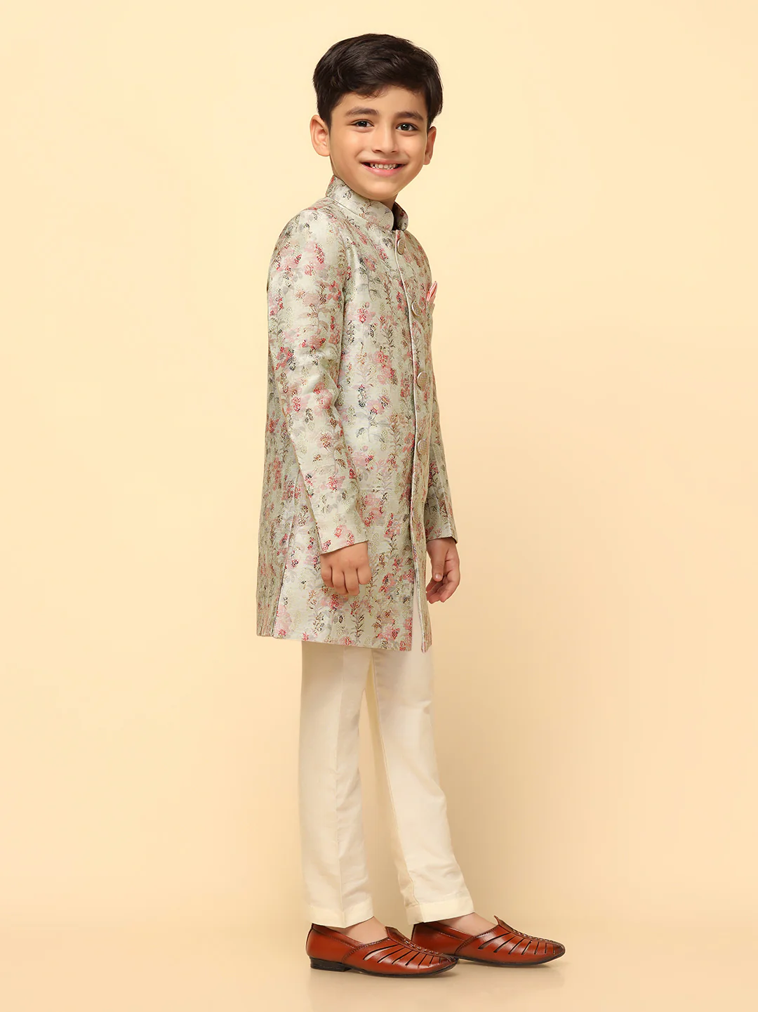 Kisah Boy's Green Indo Western Pyjama Set - Image 2