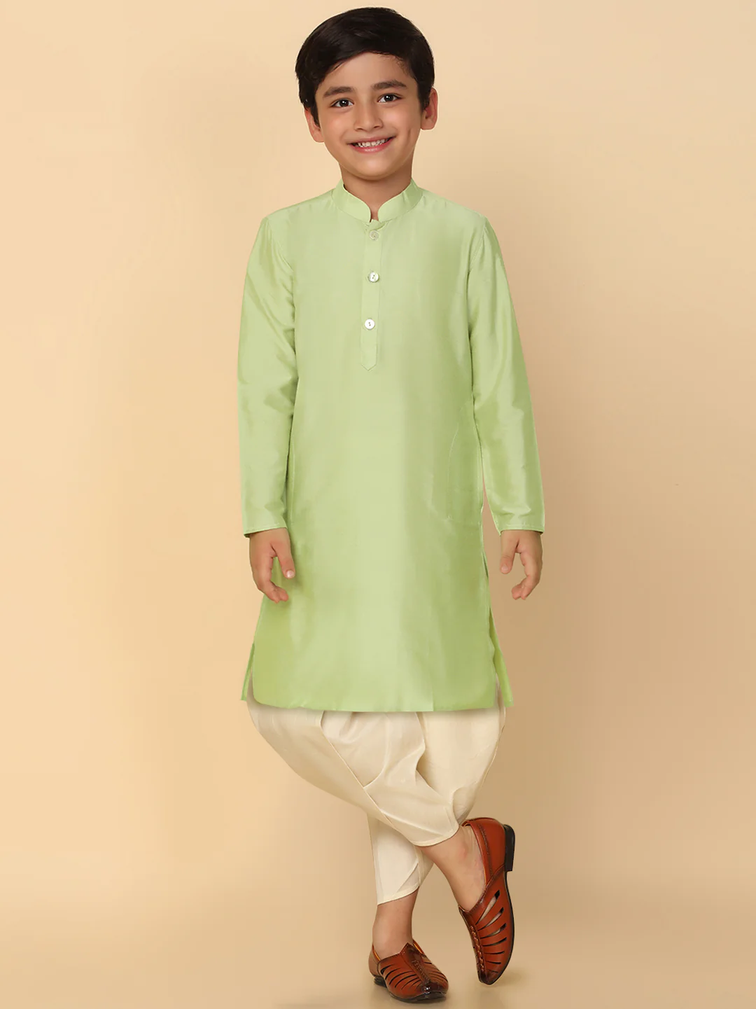 Boy's Green Kurta Dhoti Set