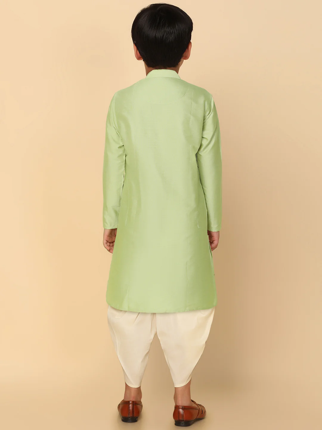 Boy's Green Kurta Dhoti Set - Image 3
