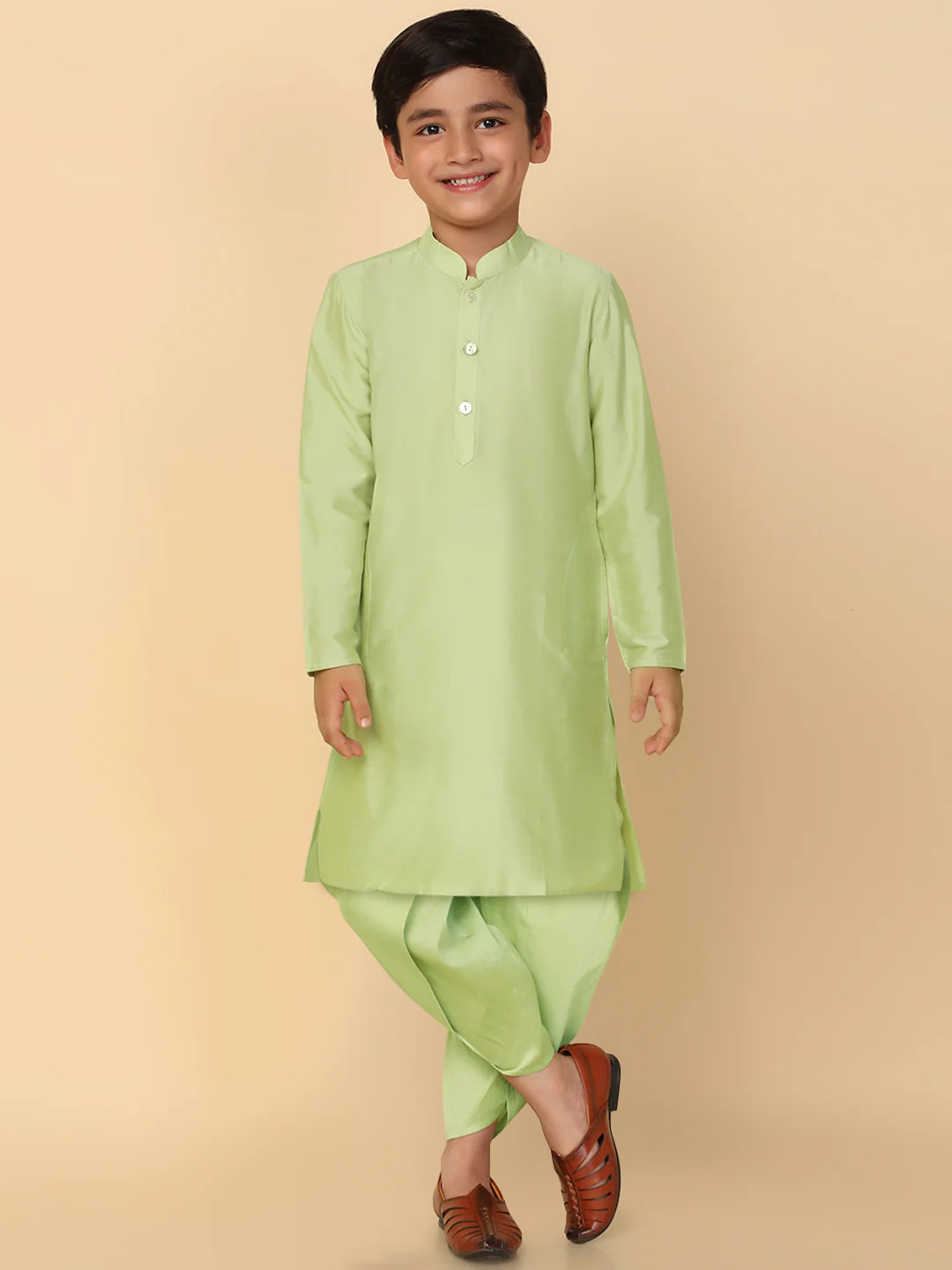 Boy's Green Kurta Dhoti Set