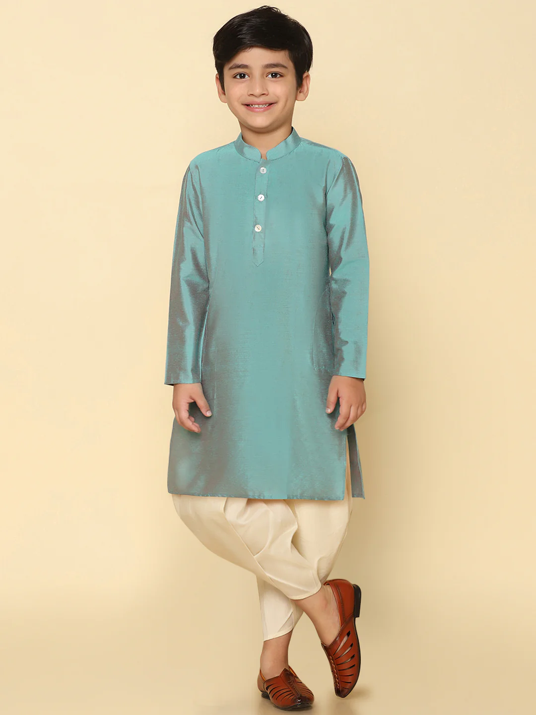Boy's Green Kurta Dhoti Set