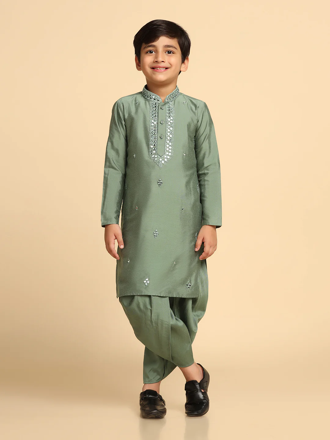 Boy's Green kurta Dhoti Set