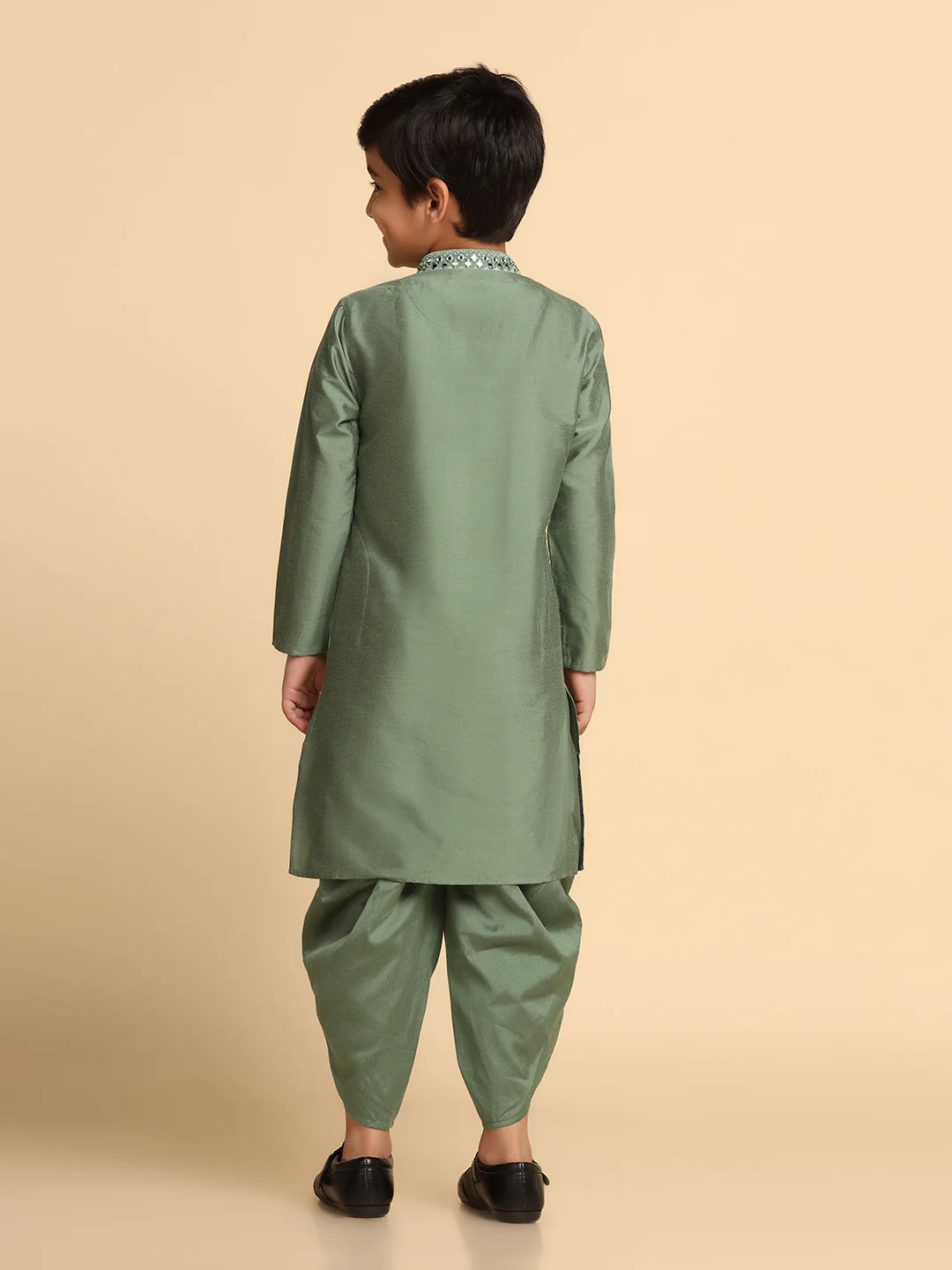 Boy's Green kurta Dhoti Set - Image 4
