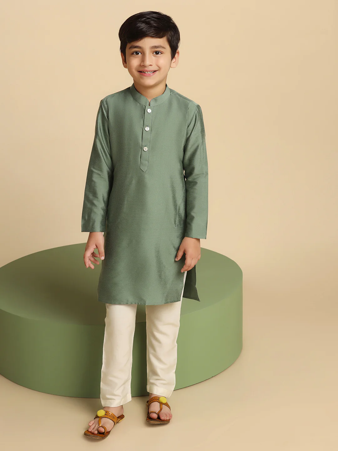 Boy's Green Kurta - Image 6