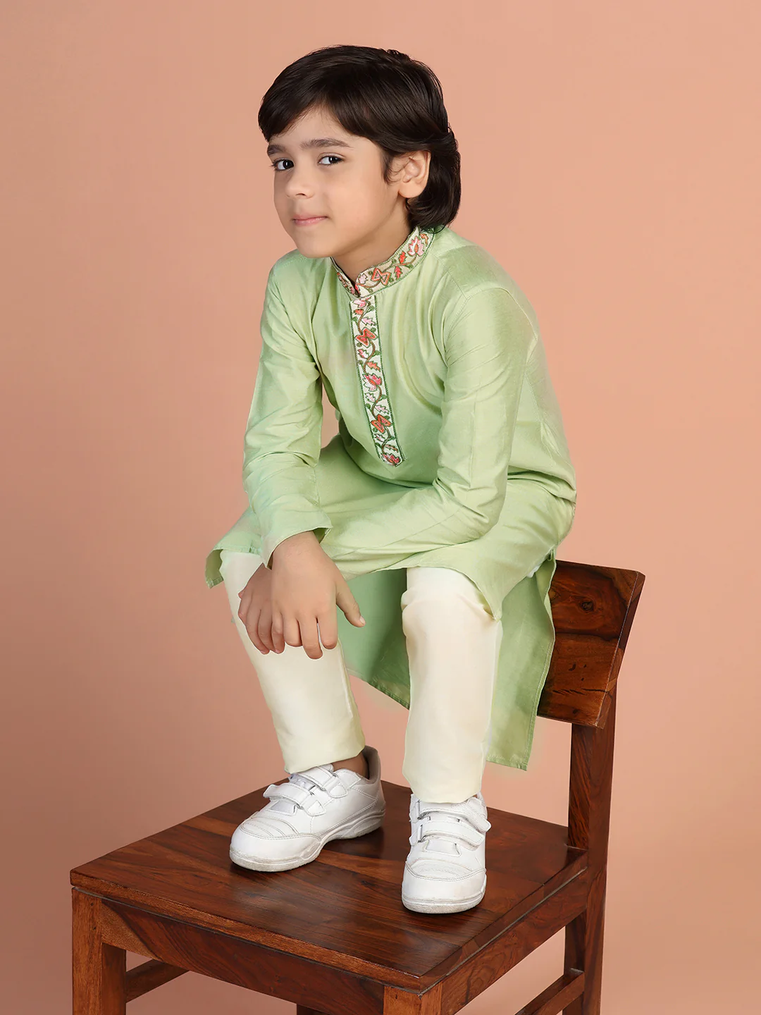 Kisah Boys Green Kurta Pyjama Set