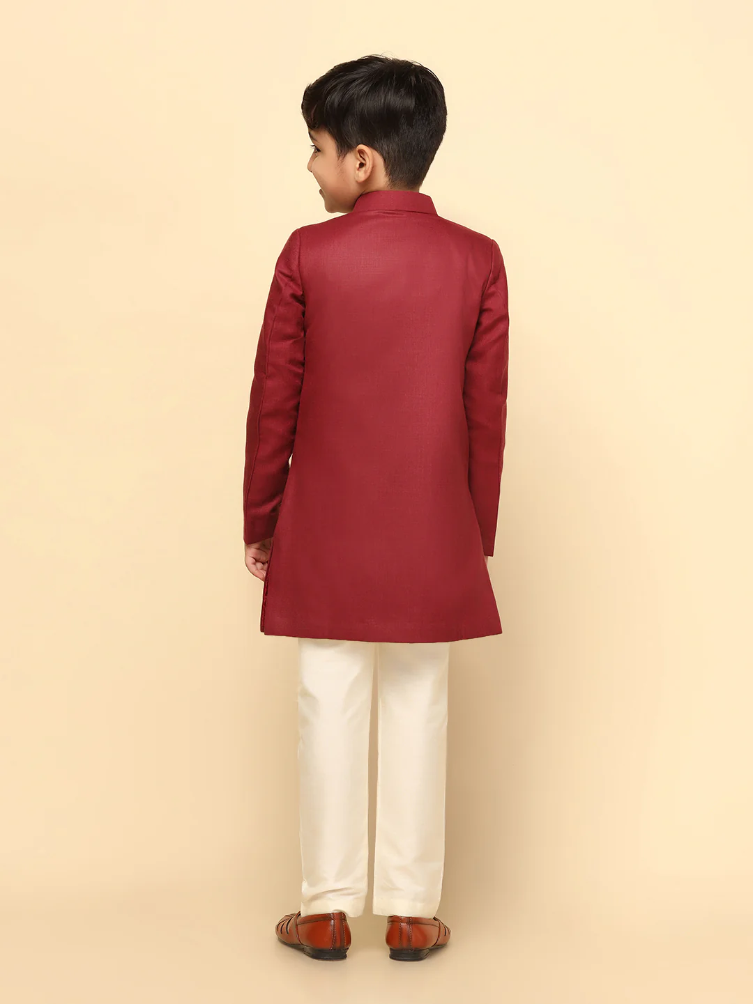 Kisah Boy's Maroon Indo Western Pyjama Set - Image 4
