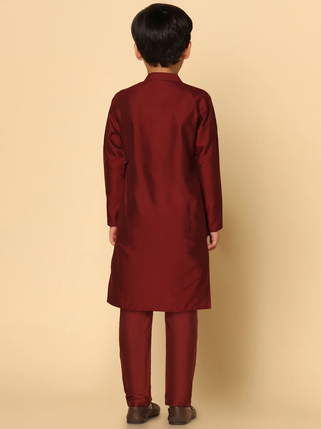 Boy's Maroon Kurta Pyjama Set - Image 4