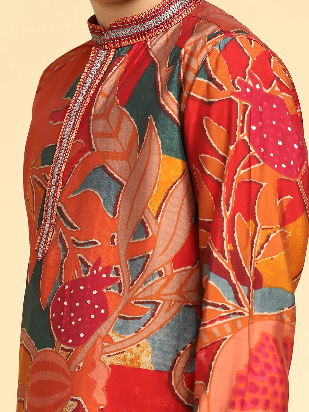 Boy's Multi Printed Abstract Kurta Pyjama Set - Image 5