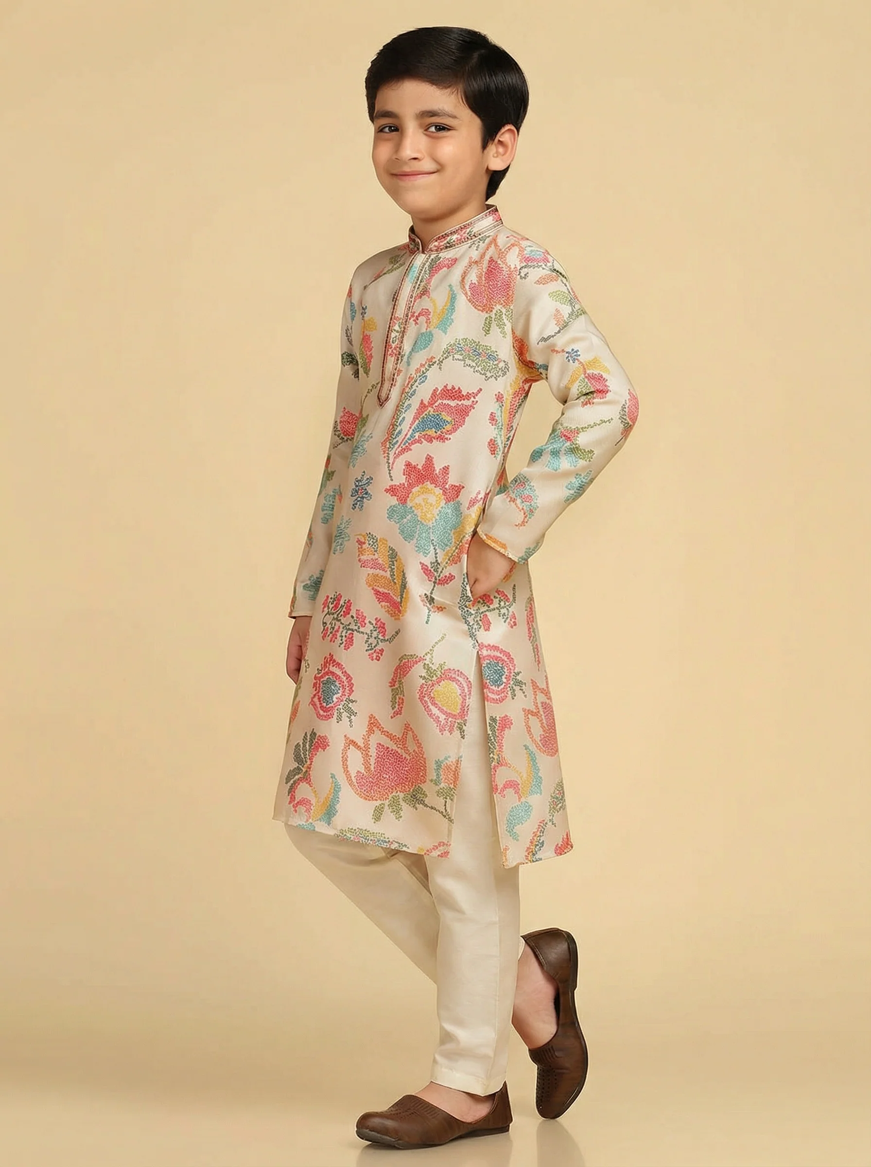 Boy's Multi Printed Bandhani Kurta - Image 2