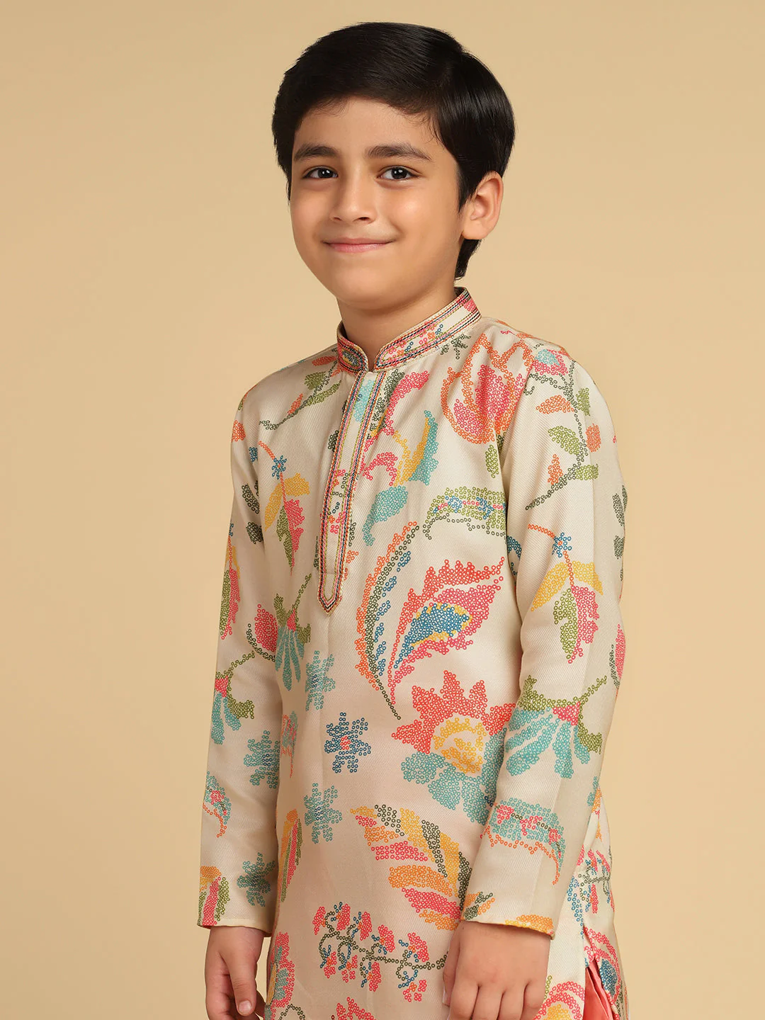 Boy's Multi Printed Bandhani Kurta - Image 3