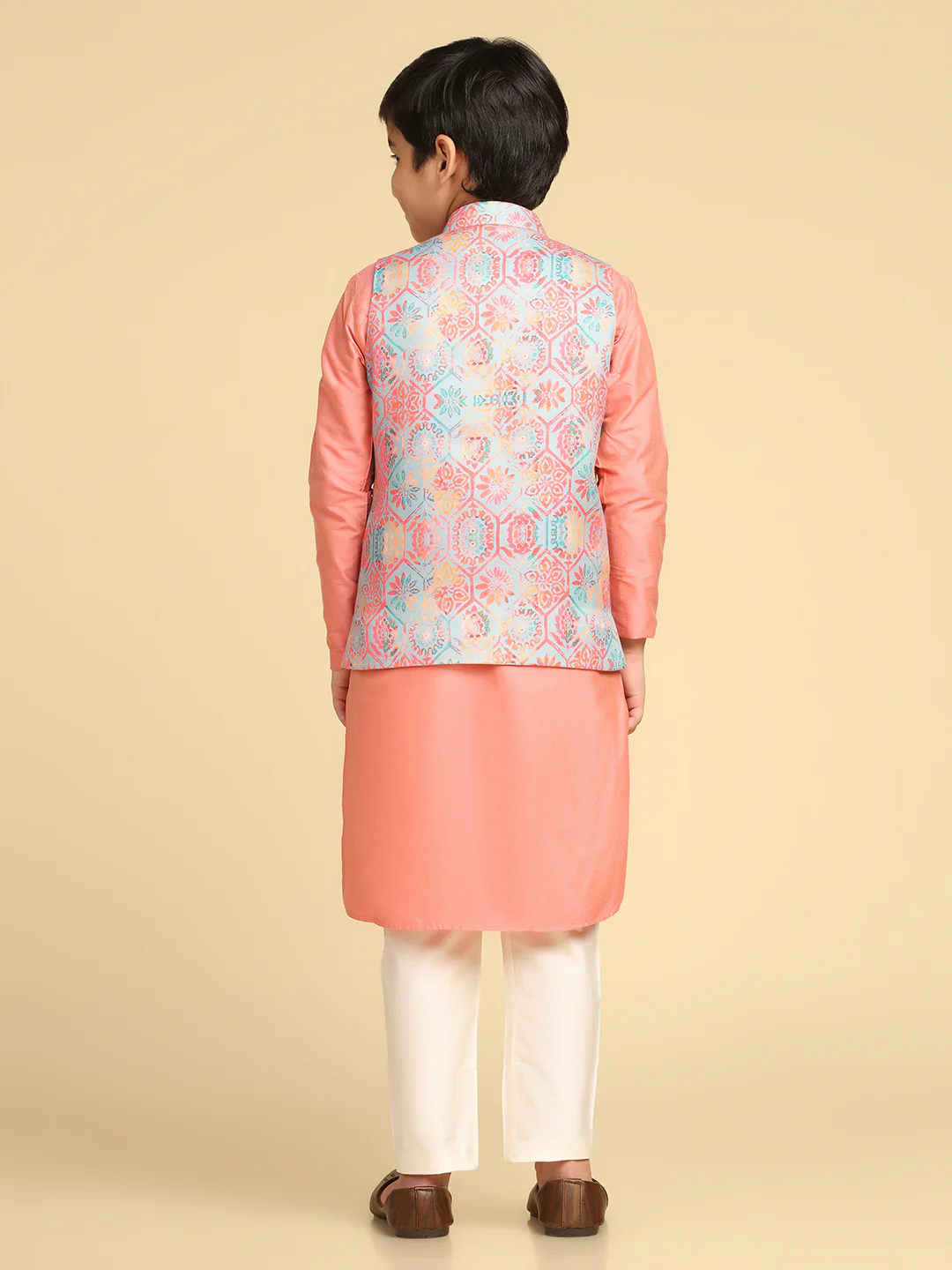 Boy's Multi Printed Ethnic Motifs Nehru Jacket - Image 4