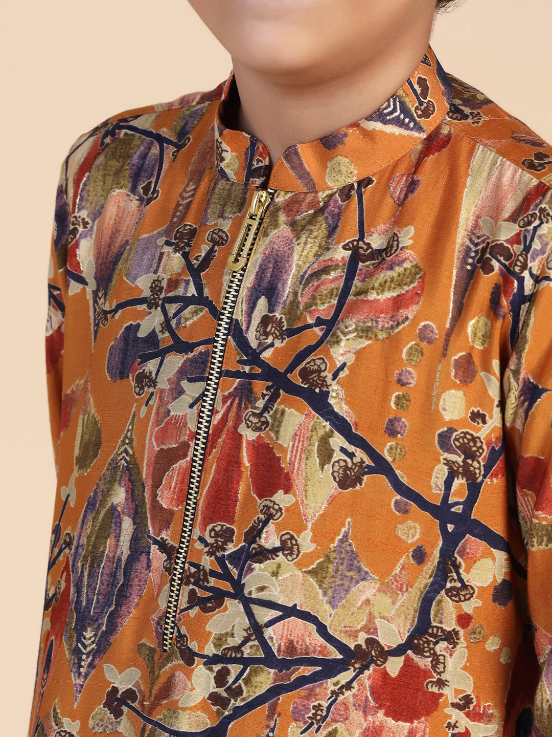 Boy's Mustard Printed Kurta - Image 5