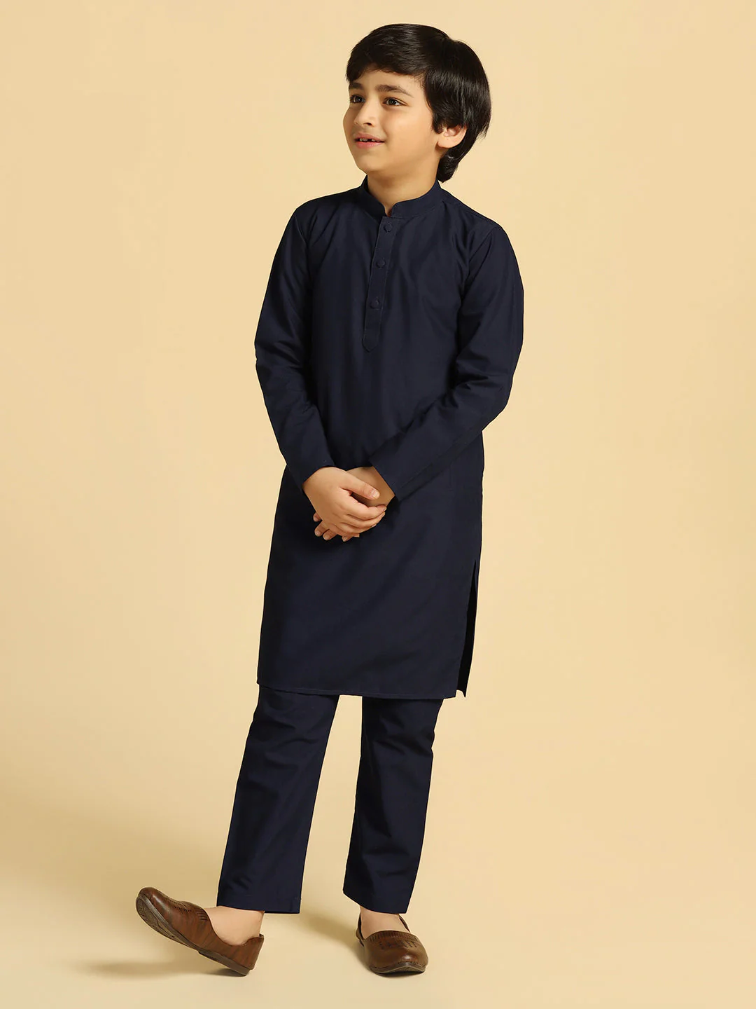 Boy's Navy Blue Solid Solid Kurta - Image 14