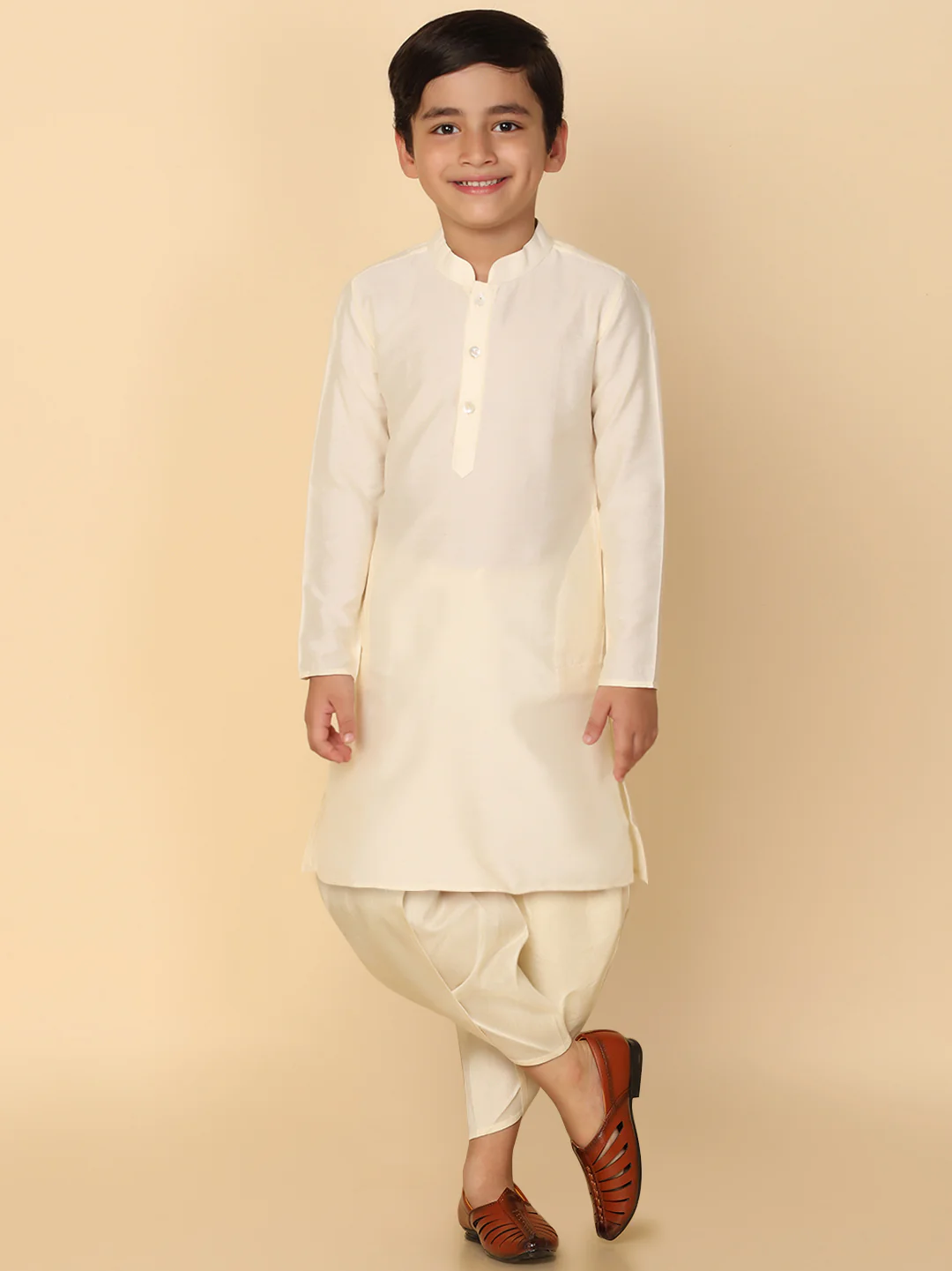 Boy's Off White Kurta Dhoti Set